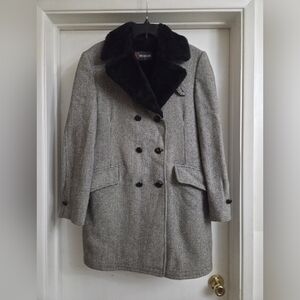 Vintage McGregor Black and Gray Plaid Trench Coat.  Winter Trench Coat.